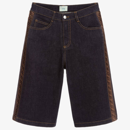 Fendi-Blaue Teen Jeans-Shorts mit FF | Childrensalon Outlet