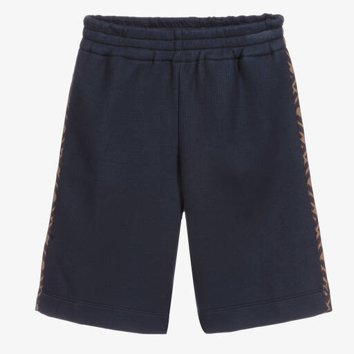 Fendi-Short bleu à logo FF Ado | Childrensalon Outlet