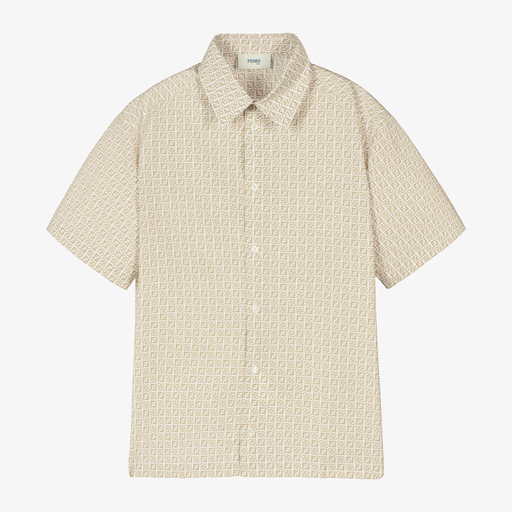 Fendi-Teen Boys Ivory FF Shirt | Childrensalon Outlet