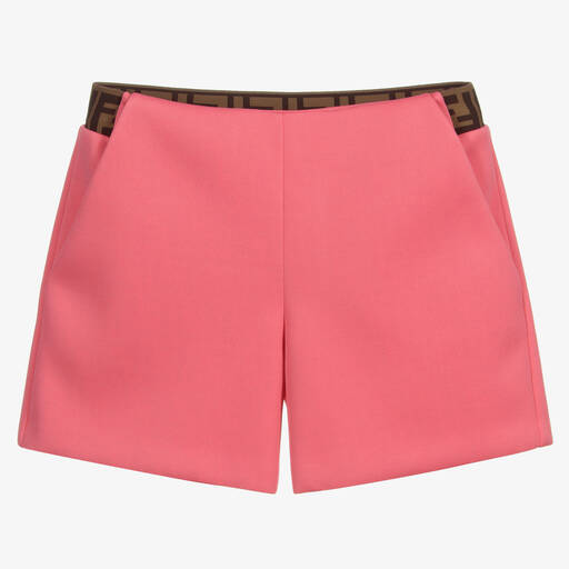 Fendi-Teen Dark Pink FF Logo Shorts | Childrensalon Outlet