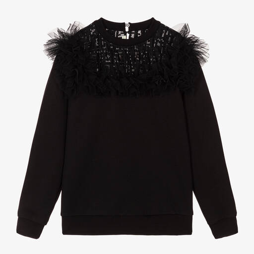 Fendi-سويتشيرت تينز بناتي قطن لون أسود | Childrensalon Outlet