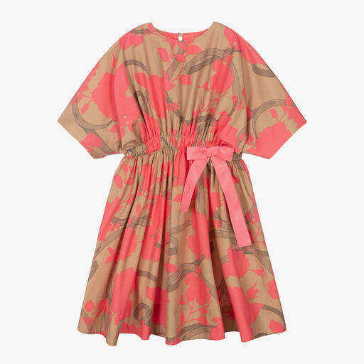 Fendi-Teen Girls Pink & Beige Cotton Logo Dress | Childrensalon Outlet