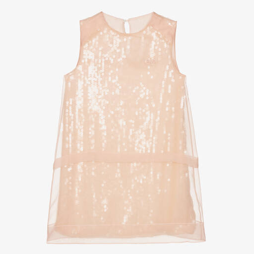 Fendi-Teen Girls Pink Organza & Sequin Dress | Childrensalon Outlet