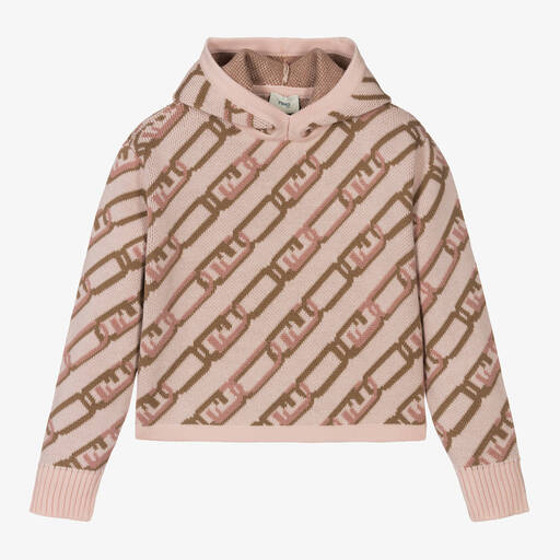 Fendi-Sweat à capuche rose en laine ado | Childrensalon Outlet