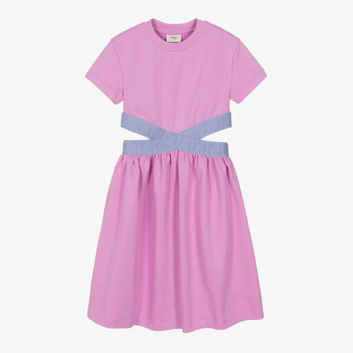 Fendi-Teen Girls Purple FF Logo Waist Dress | Childrensalon Outlet