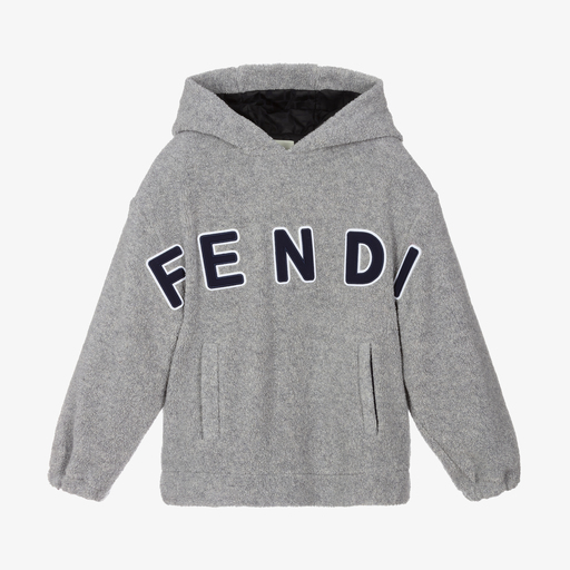 Fendi-Teen Grey Wool Hoodie | Childrensalon Outlet