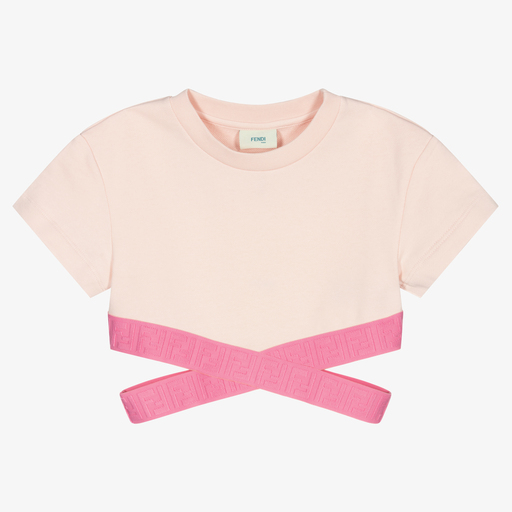 Fendi-Розовая укороченная футболка для подростков | Childrensalon Outlet