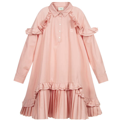 Fendi-Teen Pink Logo Shirt Dress | Childrensalon Outlet