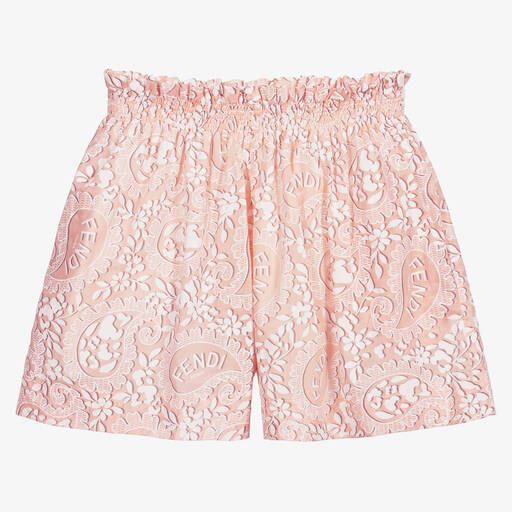 Fendi-Short rose à motif cachemire Ado  | Childrensalon Outlet