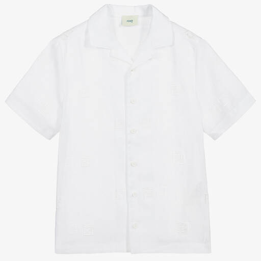 Fendi-Teen White FF Logo Shirt | Childrensalon Outlet