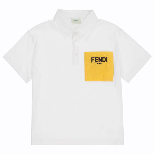 Fendi-Белая футболка поло с логотипом для подростков | Childrensalon Outlet