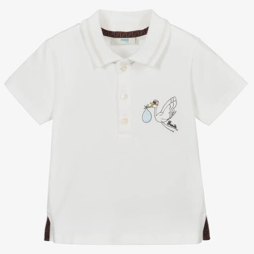 Fendi-Weißes Baby-Polohemd aus Baumwolle | Childrensalon Outlet