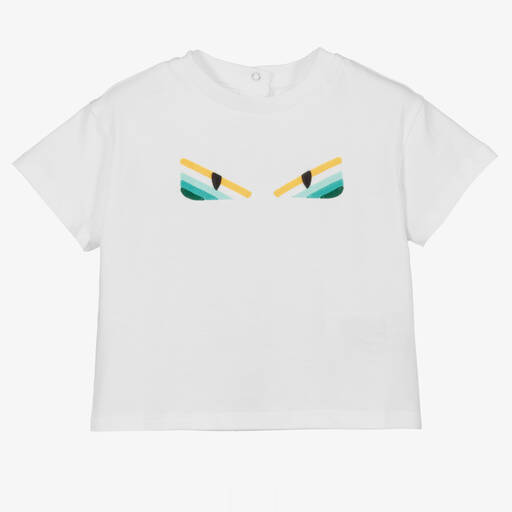 Fendi-White Cotton Baby T-Shirt | Childrensalon Outlet