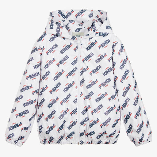 Fendi Mania-White Logo Jacket | Childrensalon Outlet