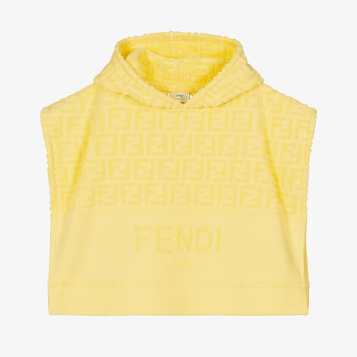 Fendi-Yellow Cotton Logo Hooded Baby Towel | Childrensalon Outlet