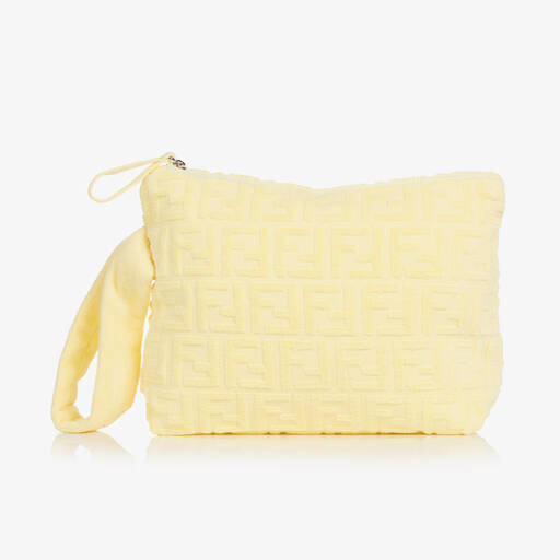 Fendi-Yellow FF Cotton Terry Wash Bag (27cm) | Childrensalon Outlet