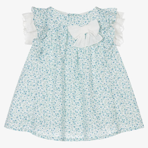 Fina Ejerique-Baby Girls Blue & Green Floral Dress | Childrensalon Outlet