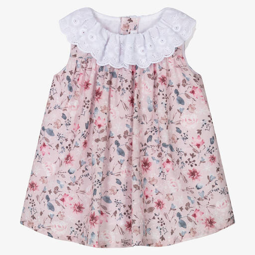 Fina Ejerique-Baby Girls Pink Cotton Floral Dress  | Childrensalon Outlet