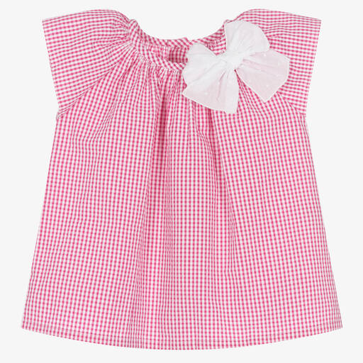 Fina Ejerique-Baby Girls Pink Cotton Gingham Dress | Childrensalon Outlet