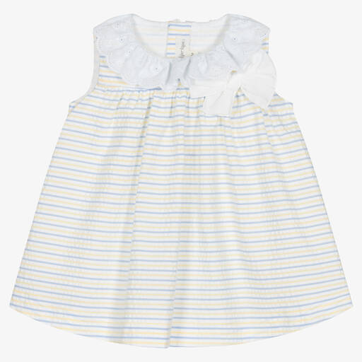 Fina Ejerique-Baby Girls White Cotton Seersucker Dress | Childrensalon Outlet