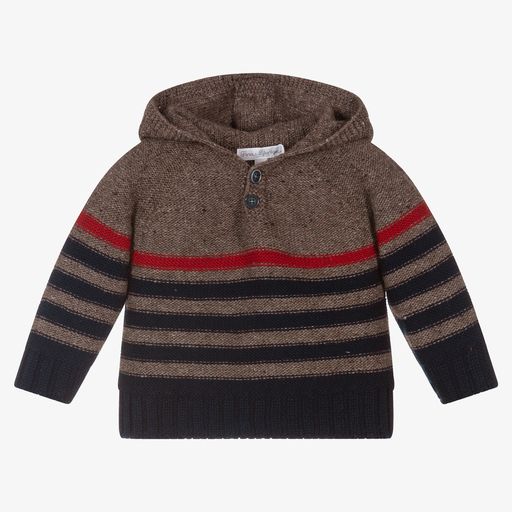 Fina Ejerique-Beige Hooded Wool Sweater | Childrensalon Outlet