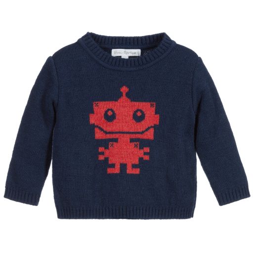 Fina Ejerique-Blue & Red Robot Sweater | Childrensalon Outlet