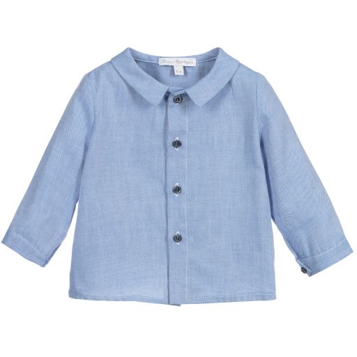 Fina Ejerique-Boys Blue Cotton Shirt | Childrensalon Outlet
