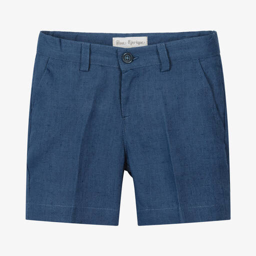 Fina Ejerique-Boys Blue Linen Shorts | Childrensalon Outlet