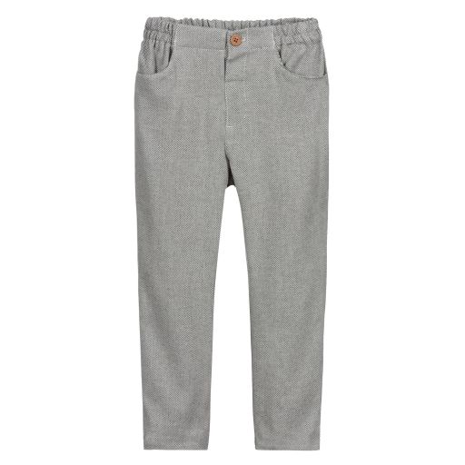 Fina Ejerique-Boys Grey Cotton Trousers | Childrensalon Outlet