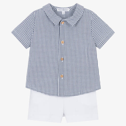 Fina Ejerique-Boys White Cotton Shorts Set | Childrensalon Outlet