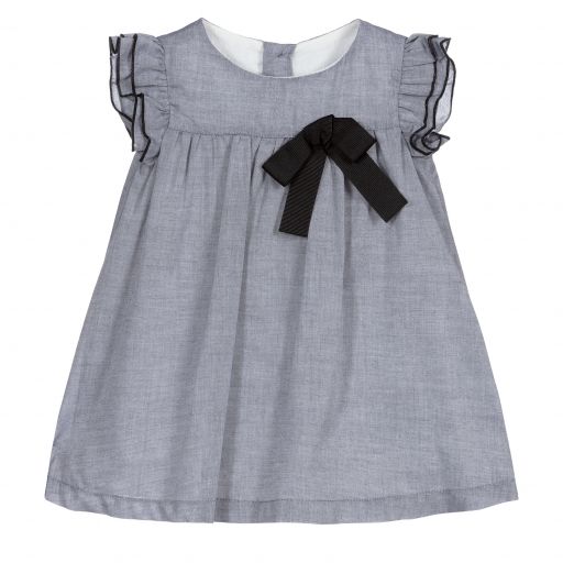 Fina Ejerique-Girls Grey Cotton Dress | Childrensalon Outlet