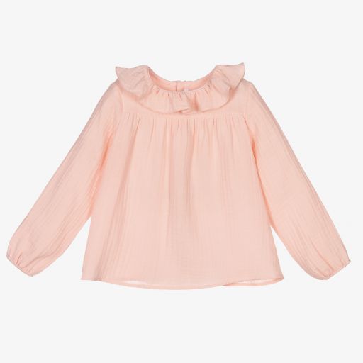 Fina Ejerique-Girls Pink Cotton Blouse | Childrensalon Outlet