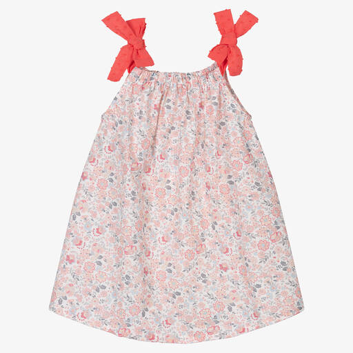 Fina Ejerique-Girls Pink Cotton Floral Dress | Childrensalon Outlet