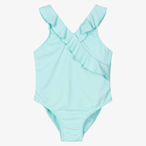 Fina Ejerique-Girls Turquoise Blue Ruffle Swimsuit | Childrensalon Outlet