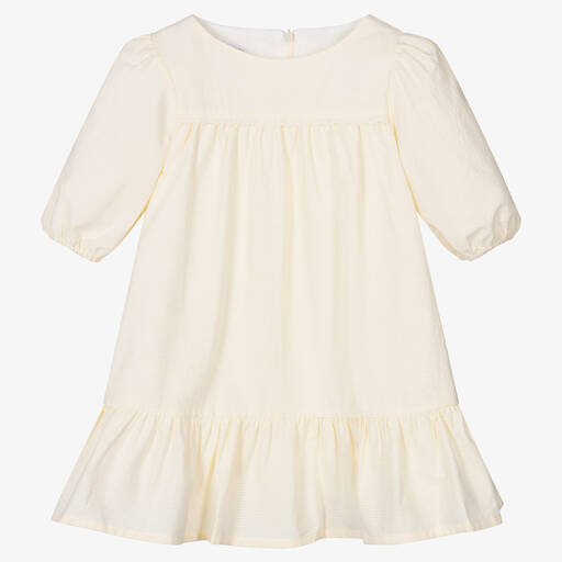 Fina Ejerique-Girls Yellow Cotton Striped Dress | Childrensalon Outlet