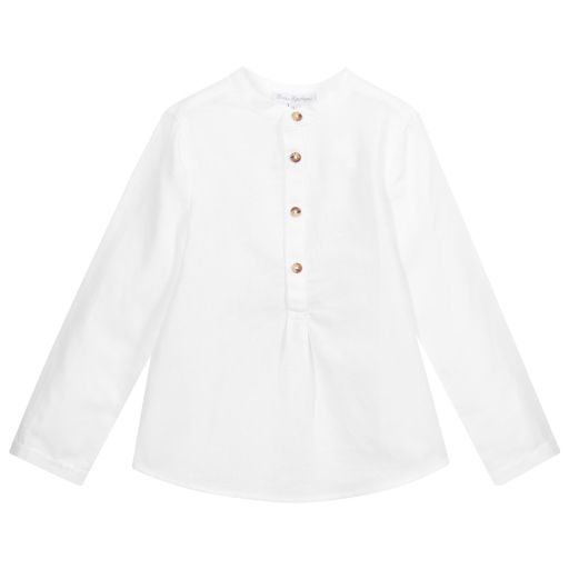 Fina Ejerique-White Linen Blend Shirt | Childrensalon Outlet