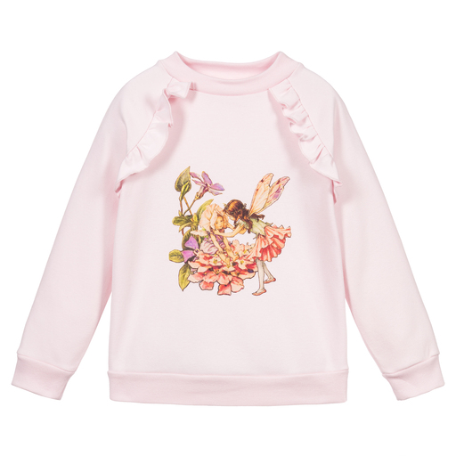 Flower Fairies™ by Childrensalon-Girls Pink Cotton Sweatshirt | Childrensalon Outlet