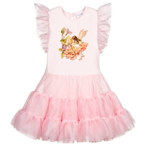 Flower Fairies™ by Childrensalon-Розовое платье из хлопка и тюля для девочек | Childrensalon Outlet