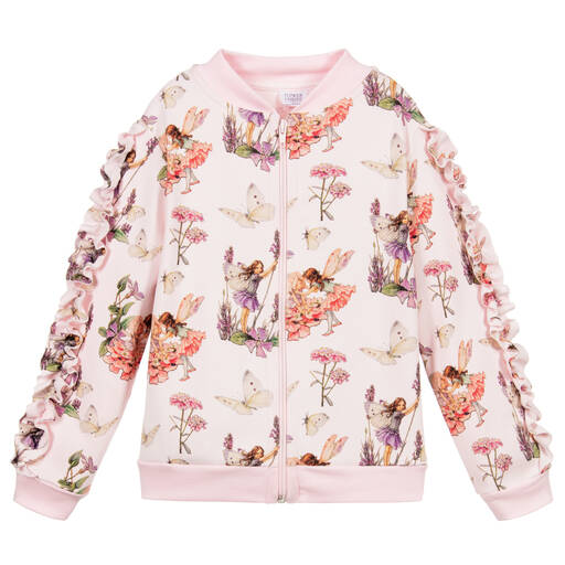 Flower Fairies™ by Childrensalon-Girls Pink Cotton Zip-Up Top | Childrensalon Outlet