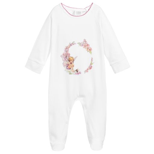 Flower Fairies™ by Childrensalon-Girls White Cotton Babygrow  | Childrensalon Outlet