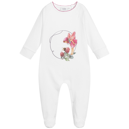 Flower Fairies™ by Childrensalon-Girls White Cotton Babygrow  | Childrensalon Outlet