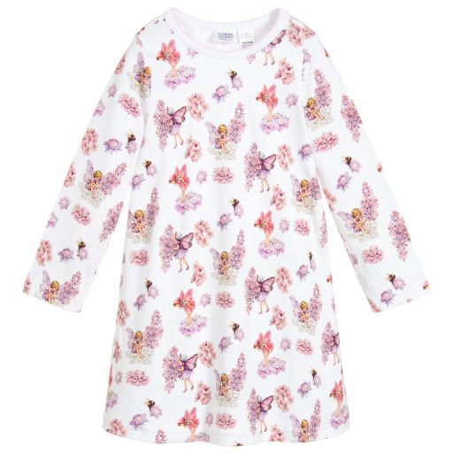 Flower Fairies™ by Childrensalon-قميص نوم قطن لون أبيض للبنات  | Childrensalon Outlet