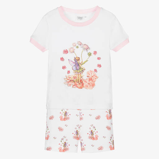 Flower Fairies™ by Childrensalon-Белая короткая пижама из хлопка для девочек | Childrensalon Outlet