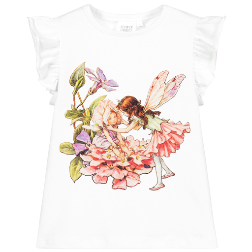 Flower Fairies™ by Childrensalon-Girls White Cotton T-Shirt | Childrensalon Outlet