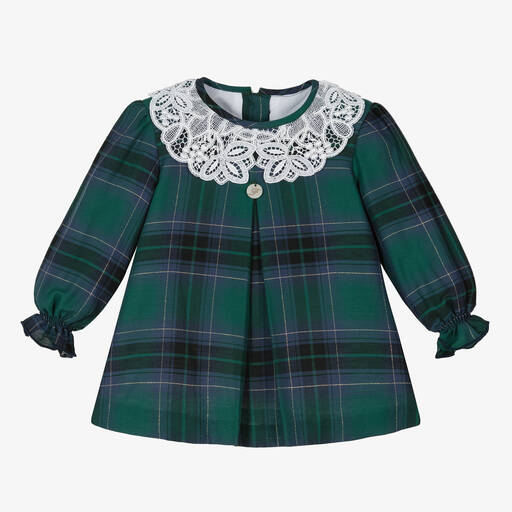 Foque-Baby Girls Green Check Dress | Childrensalon Outlet