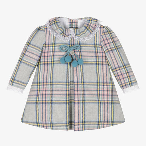 Foque-Baby Girls Grey Check Twill Dress | Childrensalon Outlet