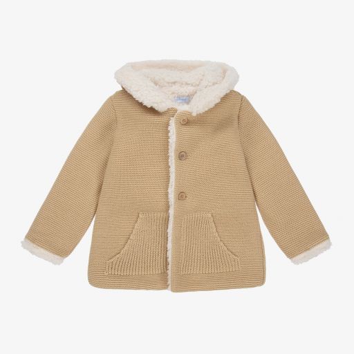 Foque-Beige Knit Fleece-Lined Coat | Childrensalon Outlet