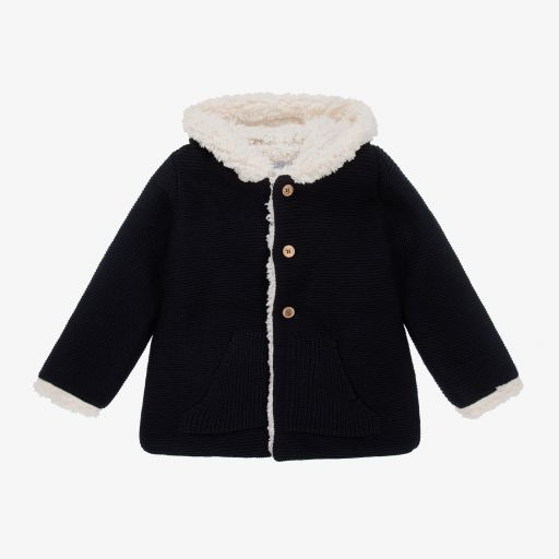 Foque-Blue Knit Fleece-Lined Coat | Childrensalon Outlet