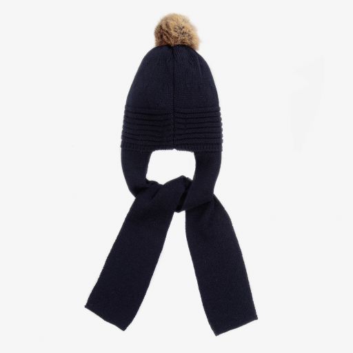 Foque-Blue Knit Hat & Scarf | Childrensalon Outlet