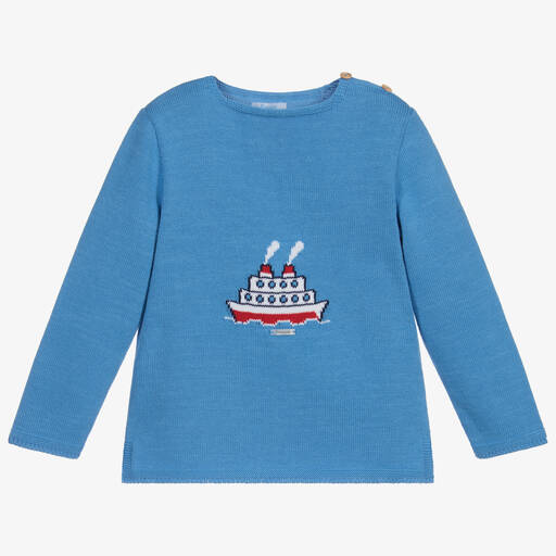 Foque-Синий трикотажный свитер из хлопка | Childrensalon Outlet